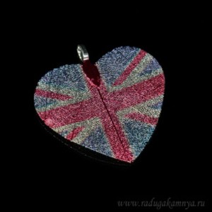 Кулон сердечко 40*46мм "Великобритания" (иск.)