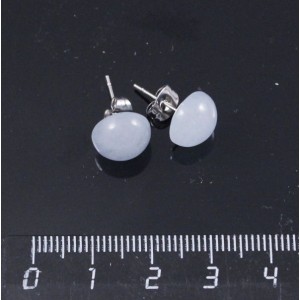 Серьги-пусеты из кварца тонированного (цвет аквамарин), круг 10мм