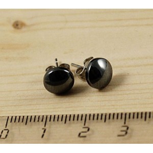 Серьги-пусеты из гематита, круг 8мм