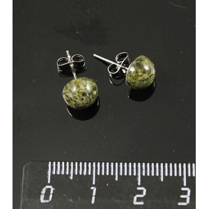 Серьги-пусеты из змеевика, круг 8мм