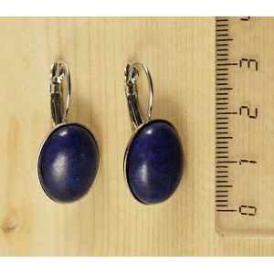 Серьги лазурит синий, овал 18х13мм, замок петелька