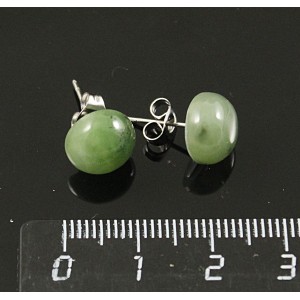Серьги-пусеты нефрит, круг 10мм