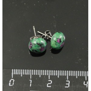 Серьги-пусеты из цоизита, круг 10мм