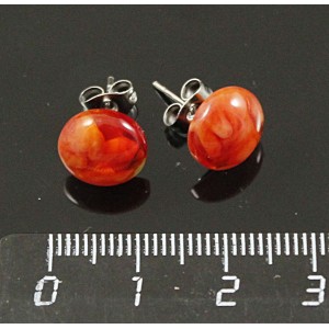 Серьги-пусеты янтарь иск. круг 10мм, цвет коньячный