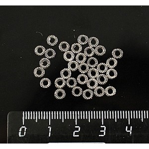 Рондели колечки металл 4мм с насечками, цвет ант. серебро