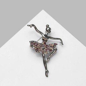 Брошь "Балерина", цветная, цвет серебристый