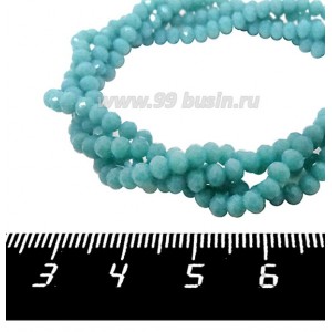 Бусины хрустальные на нити форма Рондель 3,5*2,5 мм цвет непрозрачный атлантик 38 см нить /около 140 бусин