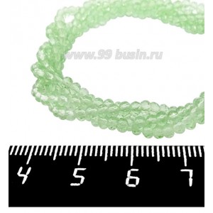 Бусины хрустальные на нити форма Рондель 3*2 мм цвет светло-зеленый 40 см нить /200 бусин Бусины хрустальные на нити форма Рондель 3*2 мм цвет светло-зеленый 40 см нить /200 бусин