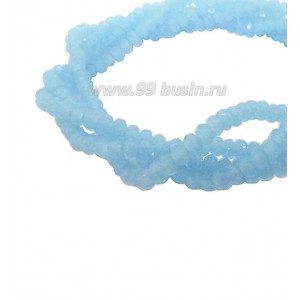 Бусины хрустальные на нити форма Рондель 3*2 мм цвет непрозрачный небесный, около 44 см нить /170 бусин