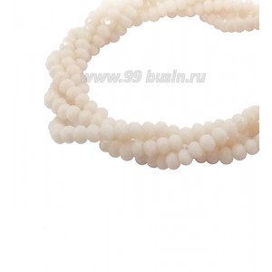 Бусины хрустальные на нити форма Рондель 3*2 мм цвет непрозрачный бледная пудра, около 42 см нить/180 бусин