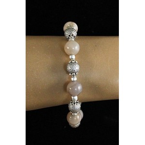 Браслет из агата серого и акрила