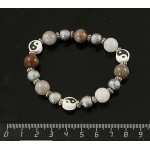 Браслет агат серый, акрил "инь-янь"