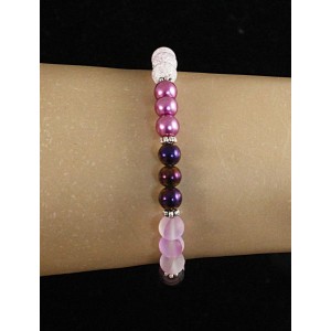 Браслет из аметиста, гематита (тонировка), опала иск., майорки, сах. кварца, шарик 6мм