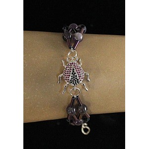 Браслет "божья коровка" аметист, стеклярус