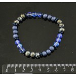 Браслет из гематита (синий, тонировка), опала иск., лавы, акрила, шарик 6мм и рондели