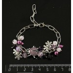 Браслет "божья коровка" гематит (фиолетовый, тонир.), опал иск., сах.кварц, майорка, хрусталь, на цепочке