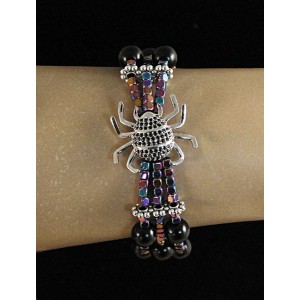 Браслет "паук" гематит тонир. разноцветный с майоркой 3 ряда