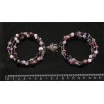 Браслет на струнке "малиновый жук" гематит, опал иск., сах.кварц, майорка, акрил