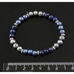 Браслет из лазурита (тонировка), лавы, акрила, шарик 6мм