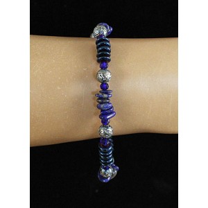 Браслет из лазурита (чипсы), гематита, лавы