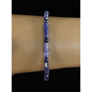 Браслет из лазурита (тонировка) и муранского стекла