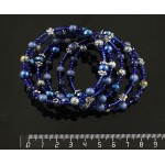 Браслет на струнке лазурит (тонировка), гематит (синий, тонировка, шарик 7мм огранка), лава, акрил