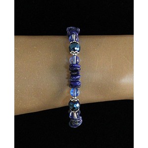 Браслет из лазурита (чипсы), гематита (шарик 7мм огранка), опала иск. (шарик 6мм)