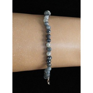 Браслет из турмалина голубого, шарик 4мм огранка, на застежке