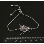 Браслет с фианитами "синий жук", силиконовый стоппер