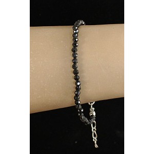 Браслет из шпинели черной (нат.), шарик 4мм, огранка