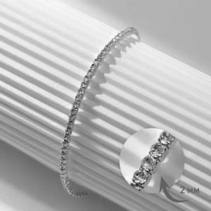 Браслет "Лёд" 1 ряд, цвет белый, цвет серебристый, 7 см