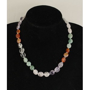 Бусы из аметиста и самоцветов, галтовка