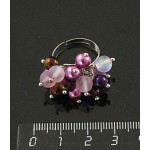 Кольцо "гроздь" гематит фиолетовый (тонировка), опал (иск.), майорка, шарик 6мм