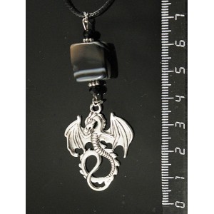 Кулон агат черный "дракон", кубик