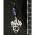 Кулон лазурит синий (тонировка) "дракон", шарик 12мм