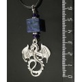 Кулон лазурит синий (тонировка) "дракон", кубик 12мм