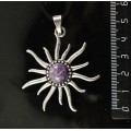 Кулон с чароитом "солнышко", круг 12мм