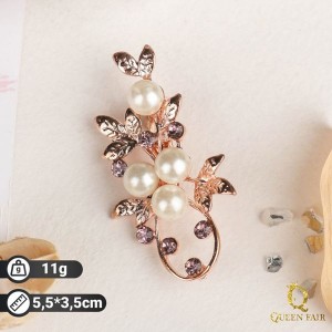 Брошь "Жемчужная ветвь" с росой, цвет бело-фиолетовый , золотистый