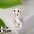 Брошь "Кошка" мур-мур, цвет белый, цвет золотистый