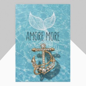 Брошь "Якорь" с бусинками, цвет белый, цвет золотистый Брошь "Якорь" с бусинками, цвет белый, цвет золотистый