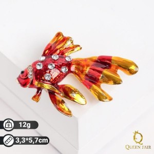 Брошь "Рыбка", цвет красно-золотой, цвет золотистый