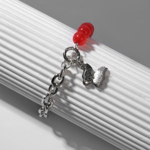 Браслет "Бабочка" полевая, цвет красный, цвет серебристый, L=16см