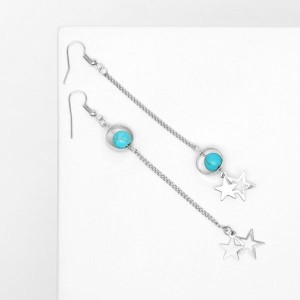 Серьги "Звёзды" бирюза, цвет голубой, цвет серебристый