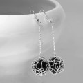 Серьги висячие "Шар плетёный", цвет чёрный, цвет серебристый