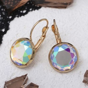 Серьги со стразами "Яркая классика" в обрамлении, цвет радужный, цвет золотистый, d=1,4 см