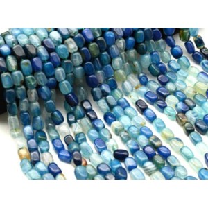 Бусины из агата тонированного прямоугольник 8*11мм цвет синий, 37см, 32 бусины