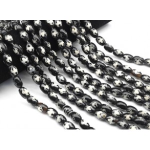 Бусины Дзи "Паук" из агата бочонок 10*14мм, 34см, 25 бусин.