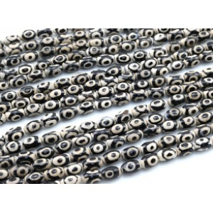 Бусины Дзи "Три глаза" из агата бочонок 9*12мм, 36см, 30 бусин