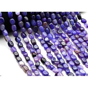 Бусины из агата пати тонированного прямоугольник 8*11мм цвет фиолетовый, 37см, 33 бусины