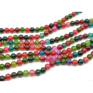 Бусины из агата пати тонированного шарик 8мм цвет ассорти, 37см, 47 бусин